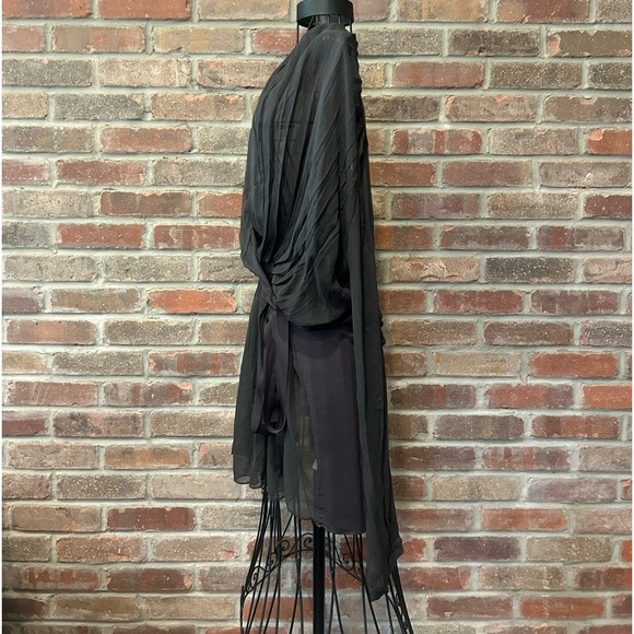 Miilla Sheer 100% Silk Size Large Wrap Shirt Charcoal Gray. New With Tags. - Picture 3 of 8